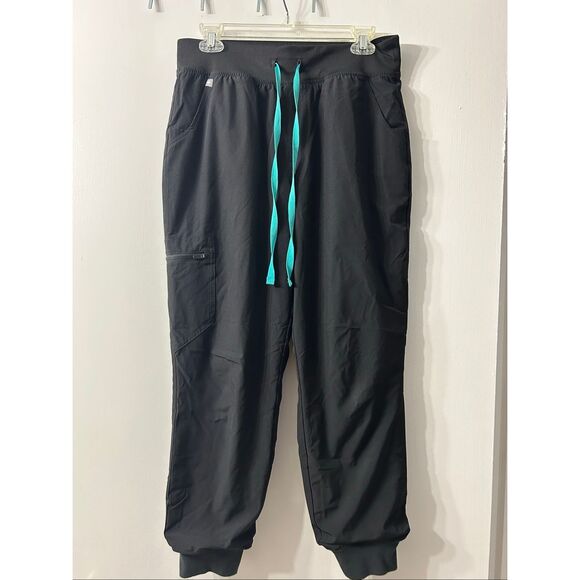 FIGS Zamora Lined Jogger Scrub Pants. Medium Petite. Black. - Picture 1 of 5